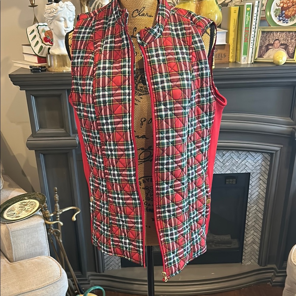 Kim Rogers Plaid Quilted Vest medium